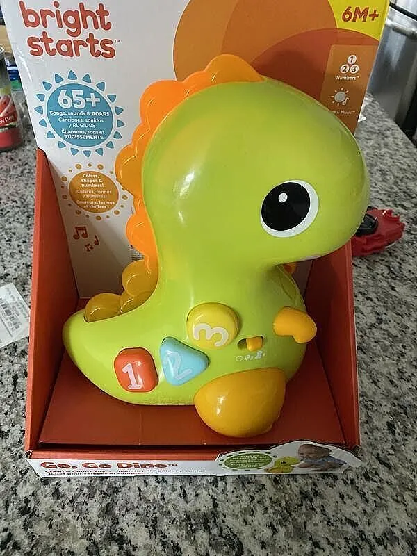 Bright Starts Go Go Dino Krabbelspielzeug Licht Musik