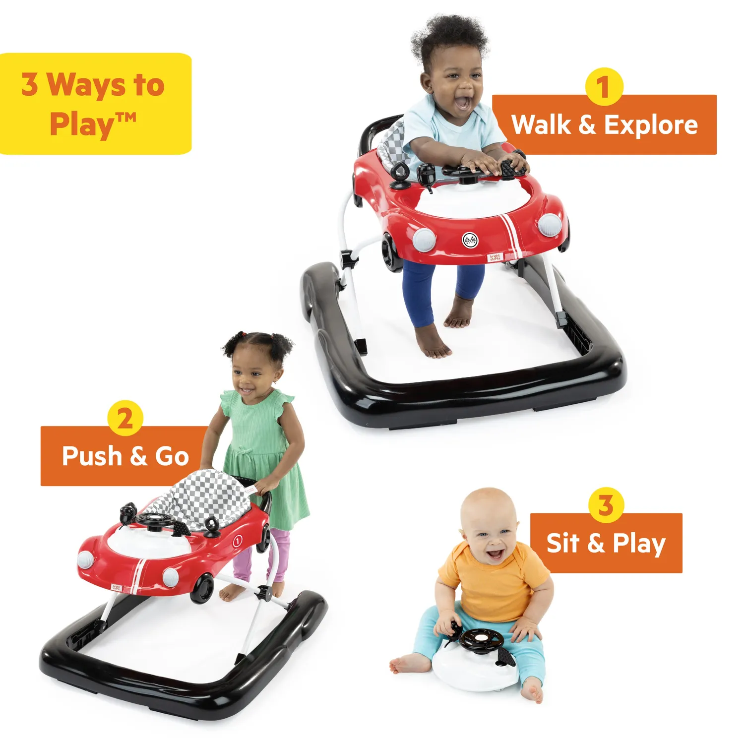 Bright Starts Little Speedster Red Racer Lauflernwagen 3in1