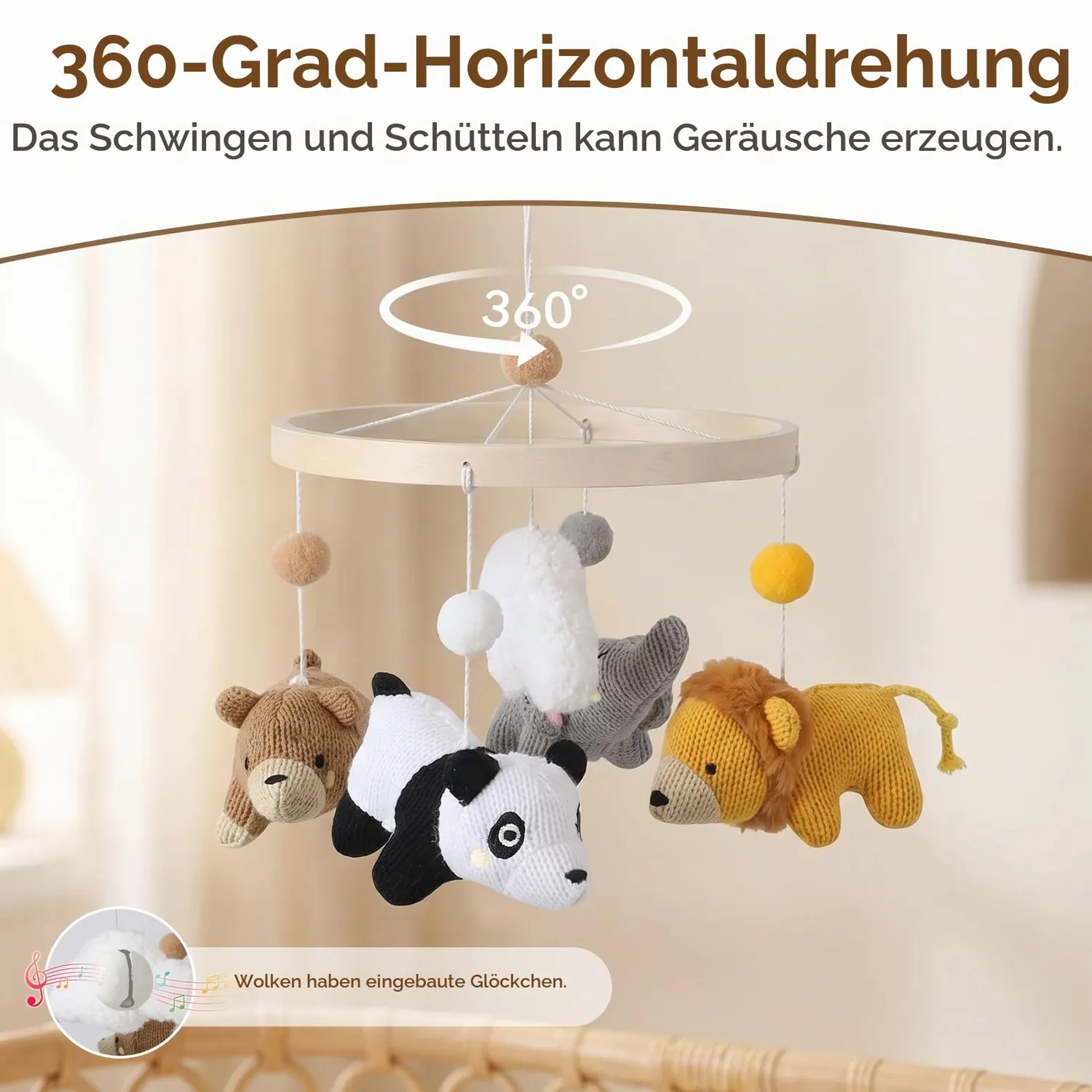 let's make Woodland Baby-Mobile Bambusreifen Waldtiere