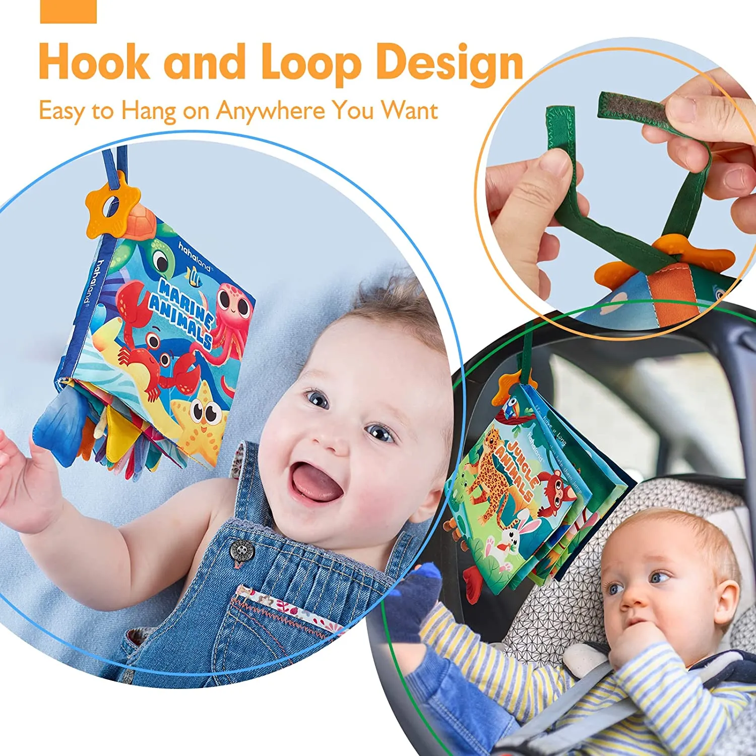 hahaland Knisterbuch Baby 2er-Set Dschungel & Meer mit Beissring