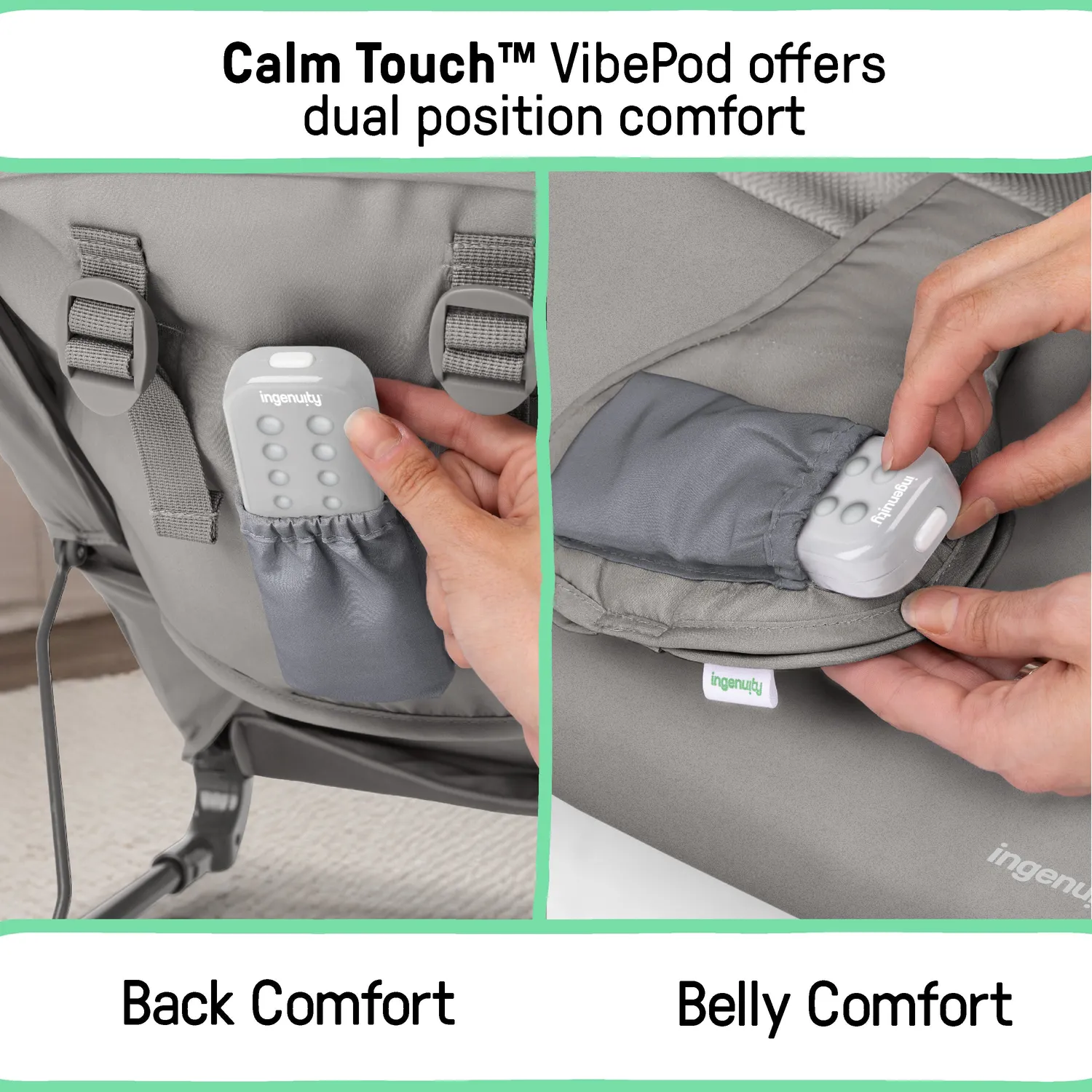 Ingenuity Nestle Vibrating Rocker Babywippe Grau mit Spielbügel