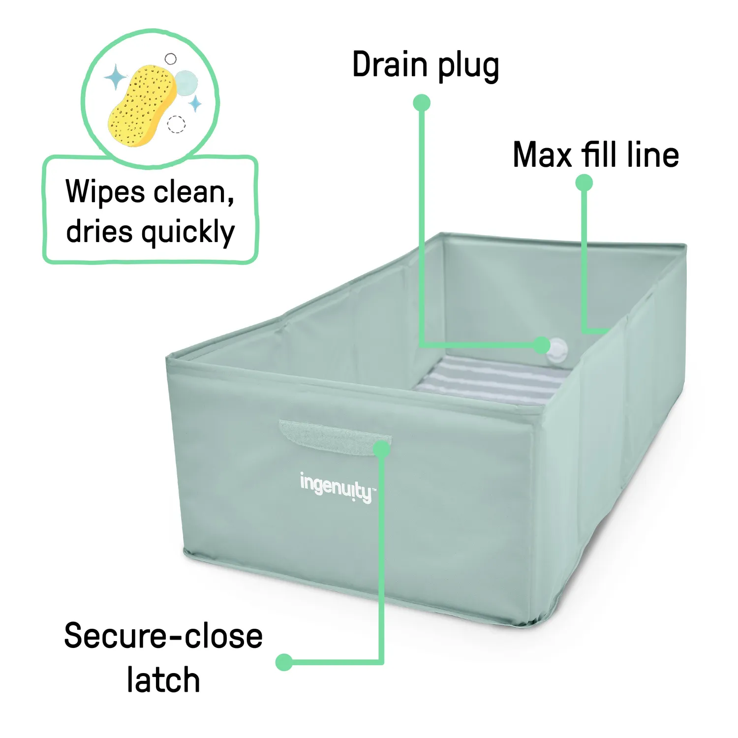 Ingenuity Tuckaway Babybadewanne faltbar Sage