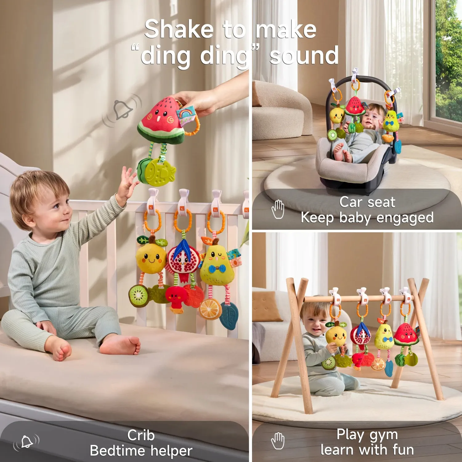 TUMAMA Frucht Rassel Anhänger 4er-Set Plüsch Baby