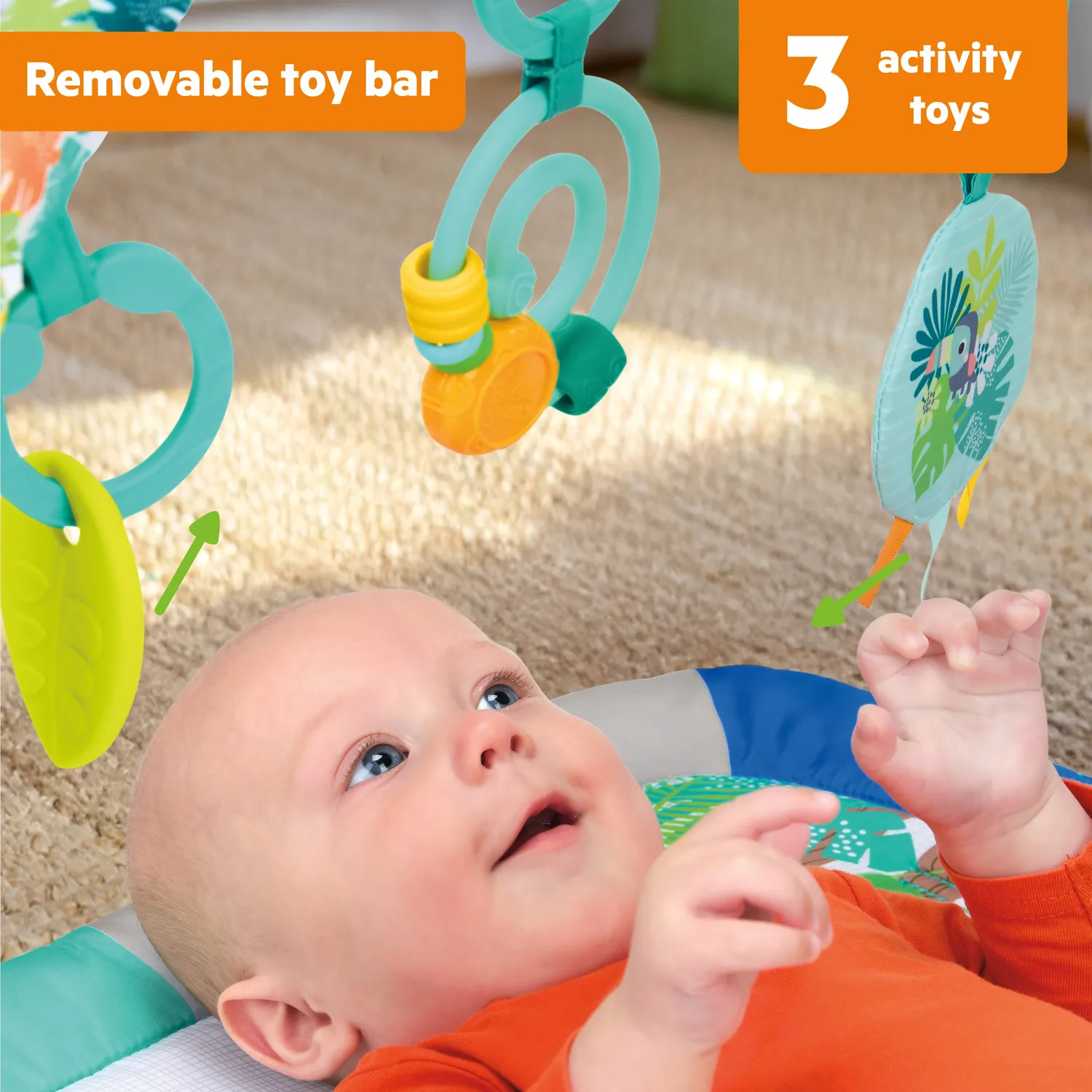 Bright Starts Tropical Treetop Gym Spieldecke mit Spielbogen