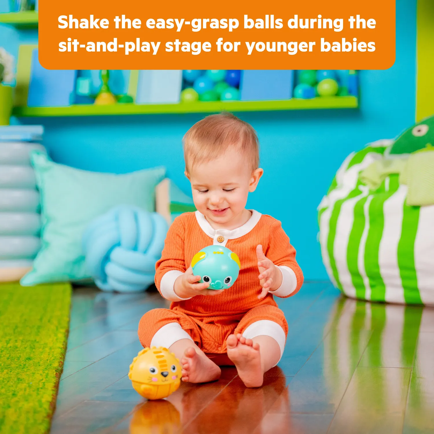 Bright Starts Giggables Roll & Chase Pals Ball 2er Pack mit Sound