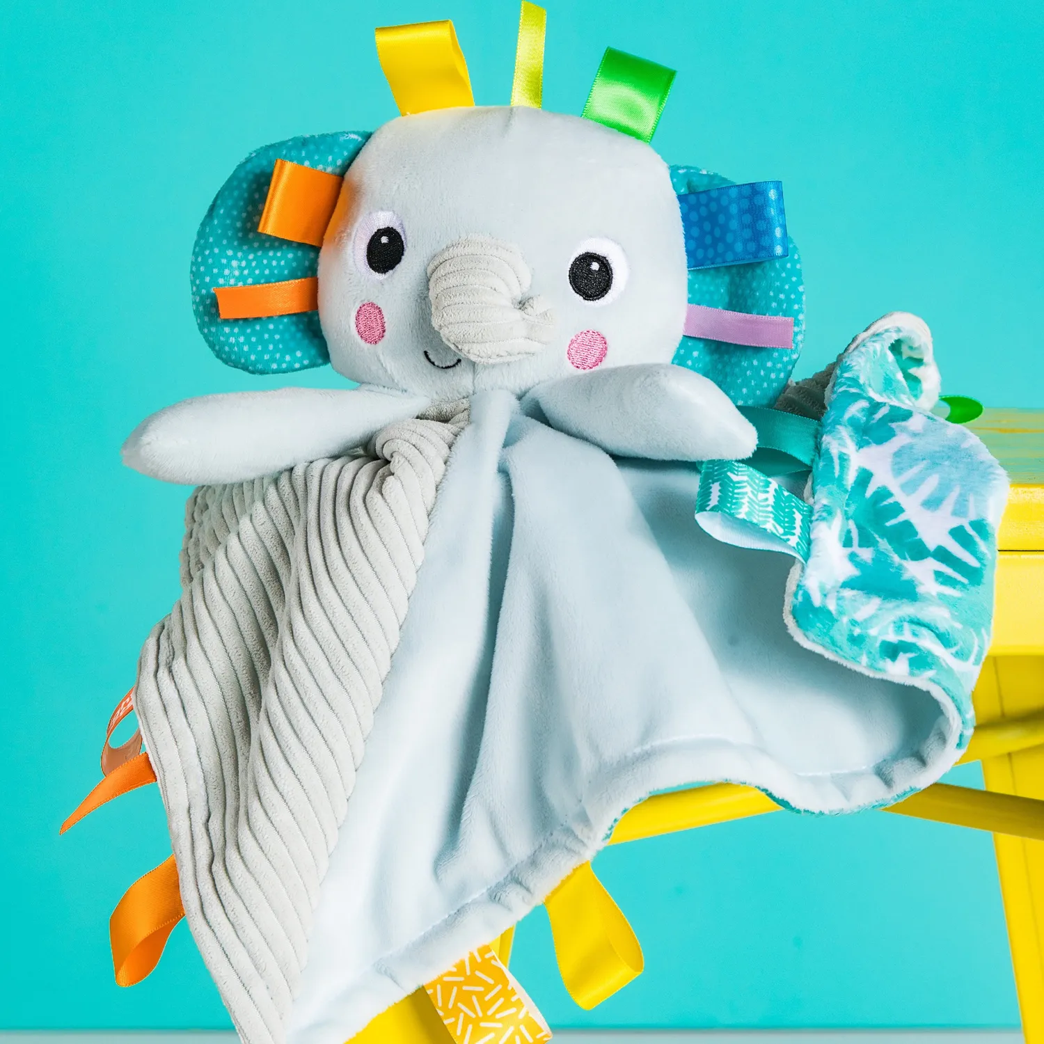 Bright Starts Cuddle n Tags Schmusetuch Elefant zweiseitig