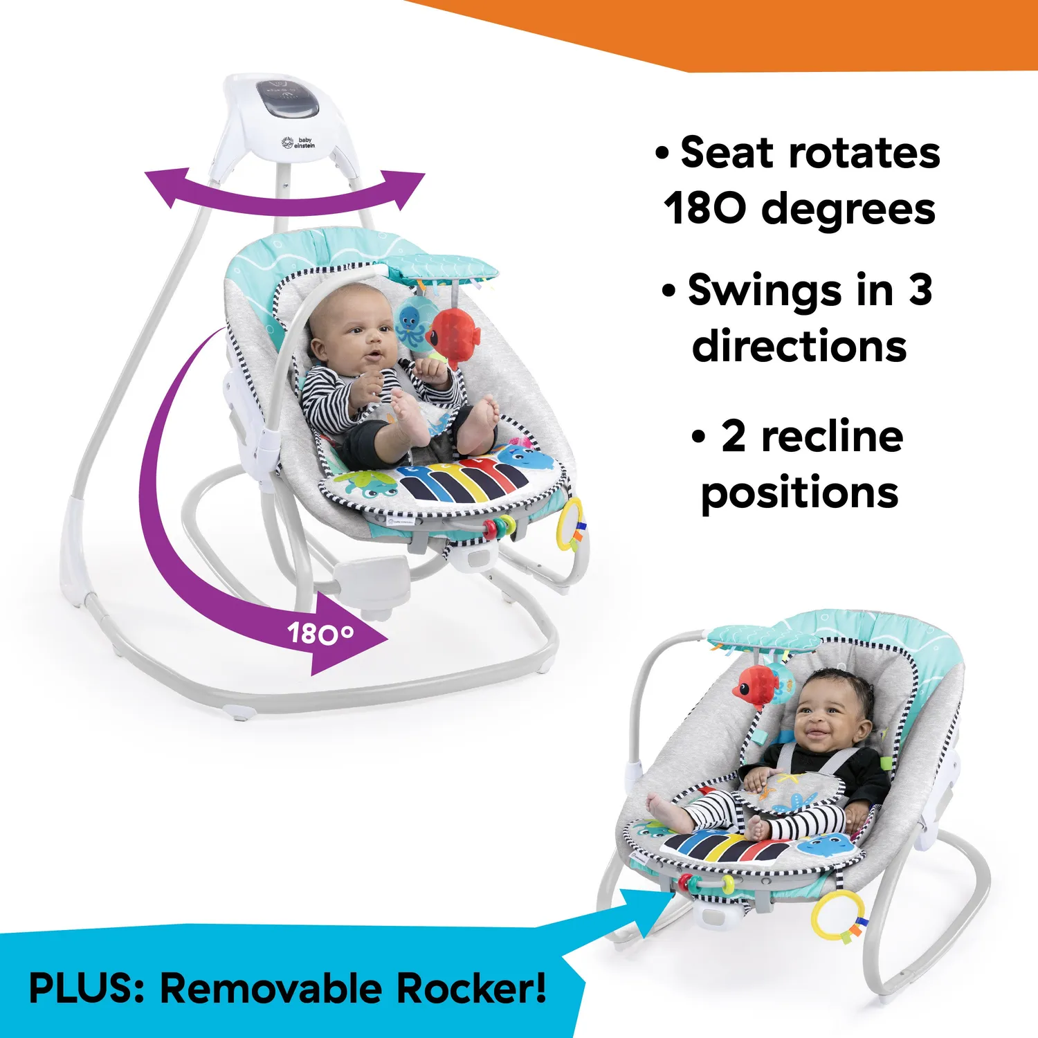 Baby Einstein Ocean Explorers Kick to It Babyschaukel 4-in-1 mit Klavier