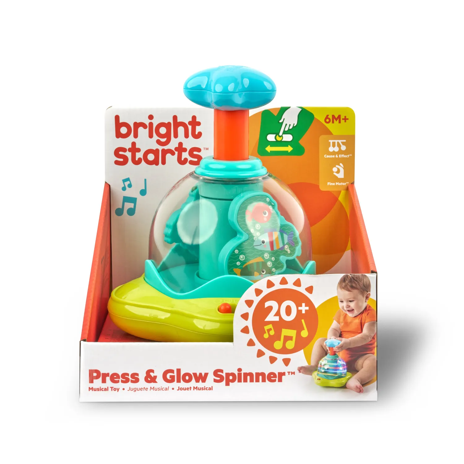 Bright Starts Press & Glow Spinner Musikspielzeug mit Licht