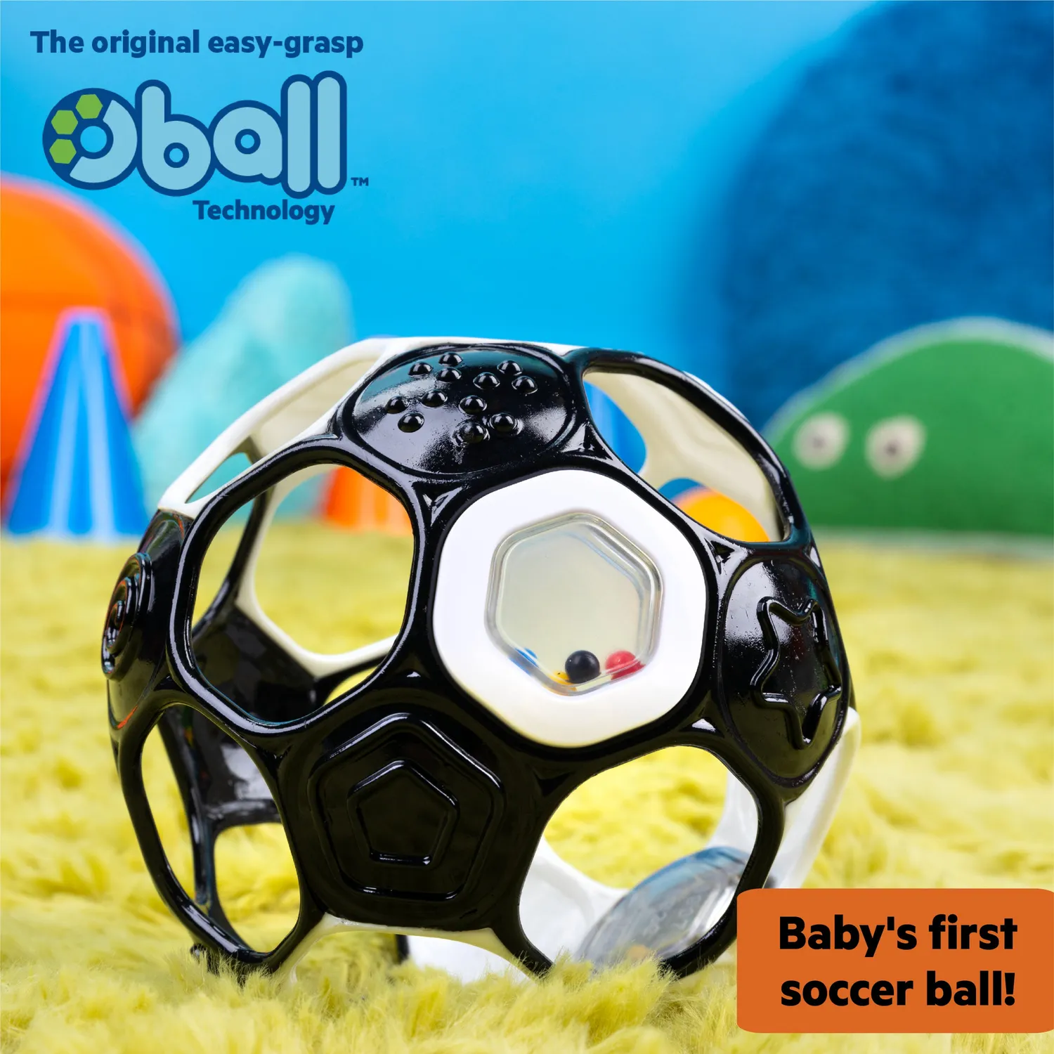 Bright Starts Oball Grippin Goals Rasselball Schwarz-Weiß mit Rassel