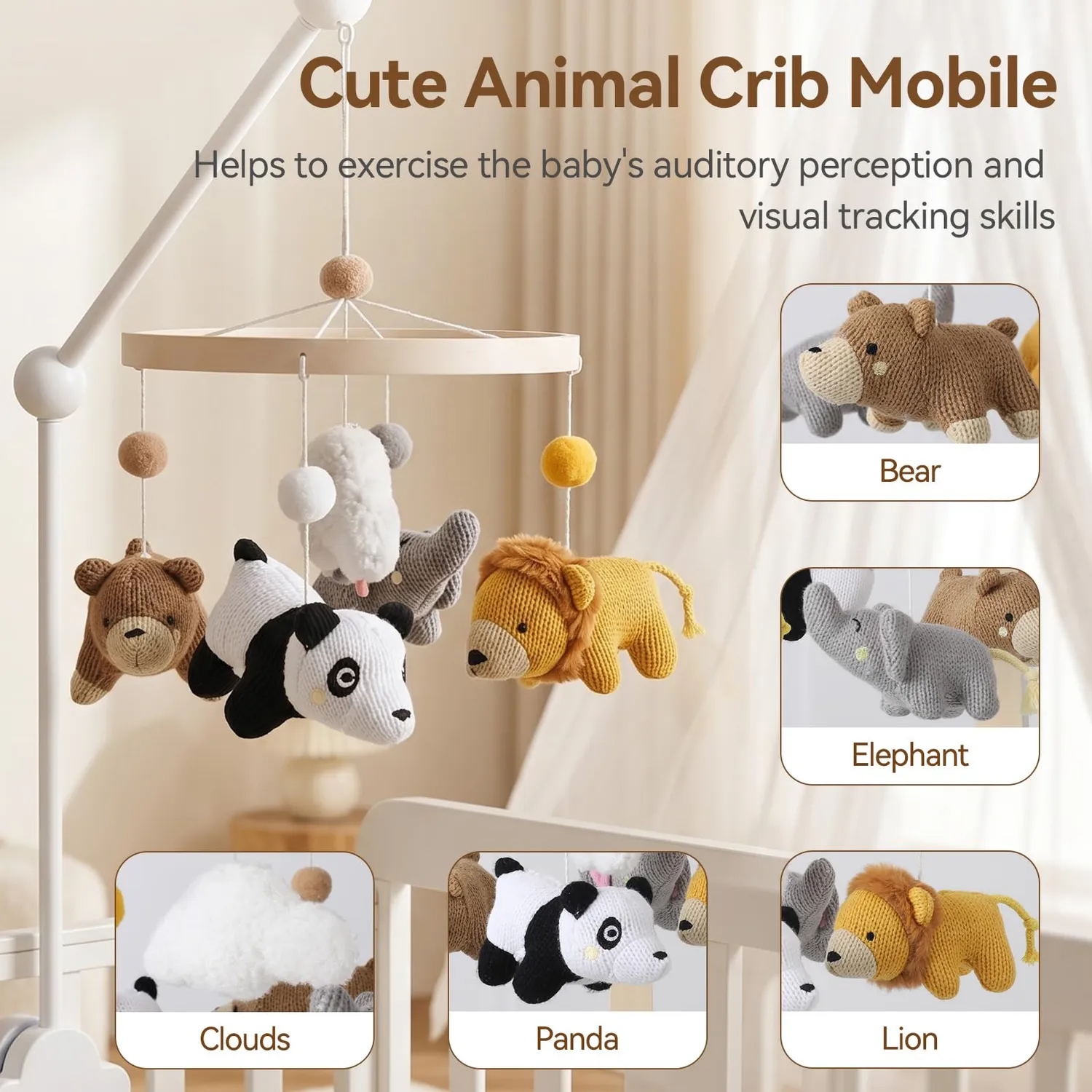 let's make Woodland Baby-Mobile Bambusreifen Waldtiere