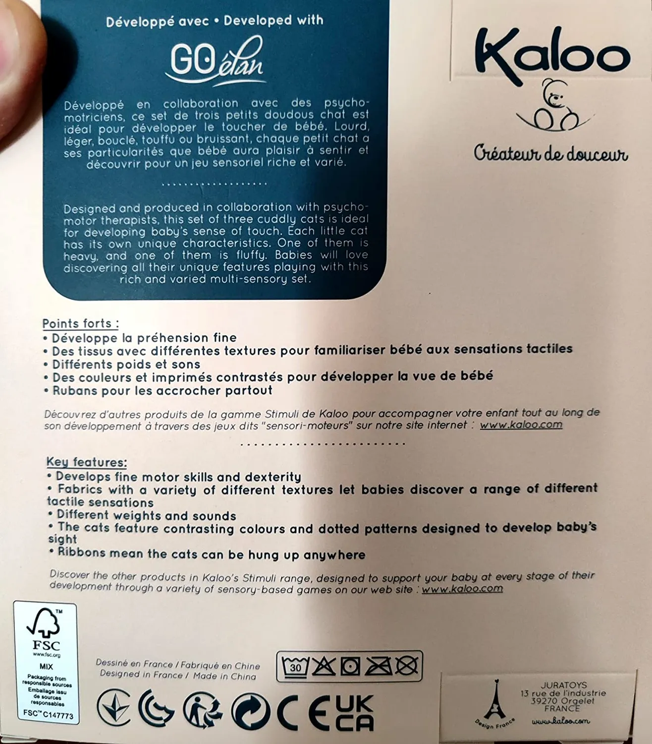 Kaloo Stimuli K971600 Plüschkatzen 3er-Set 14 cm