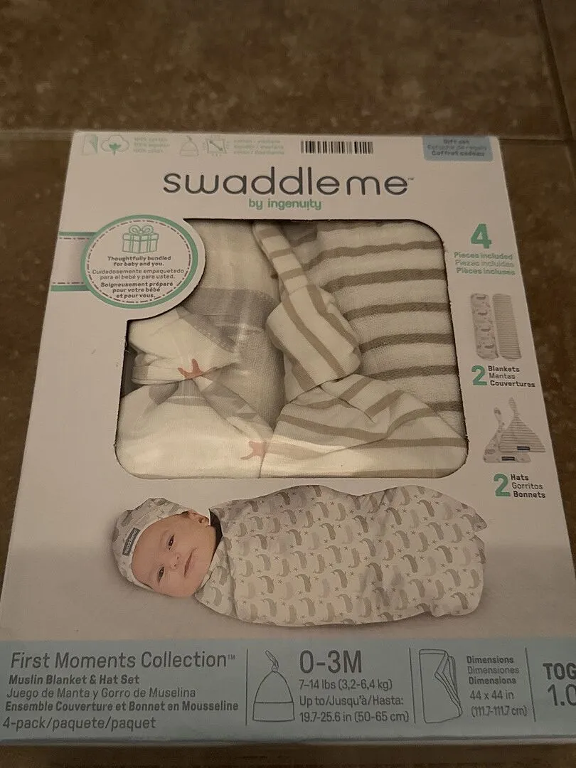 SwaddleMe First Moments Musseldecke & Mütze Set 4-tlg oeko-tex