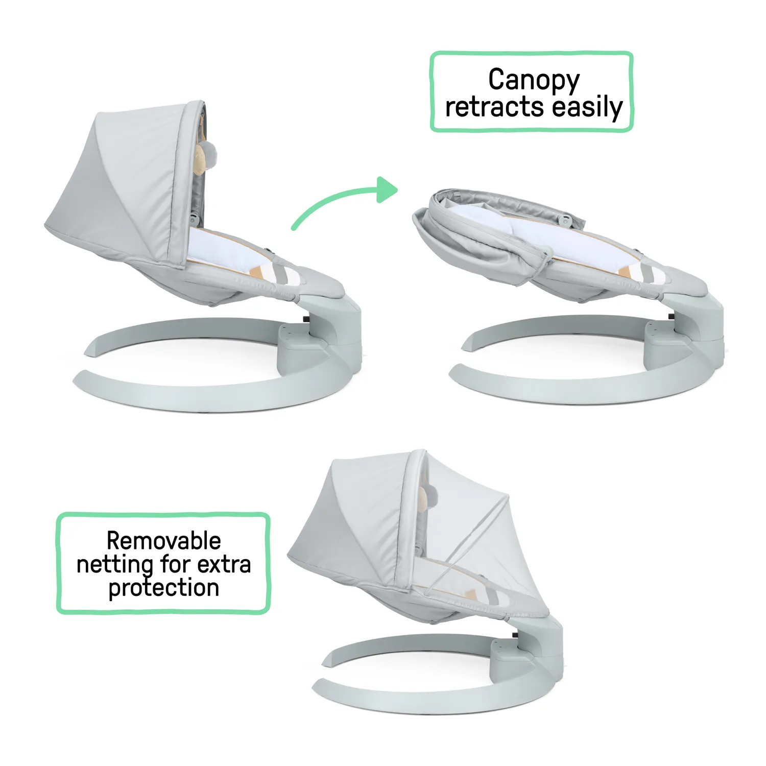 Ingenuity Inlighten Bounce & Sway Babyschaukel Pebble Shore Bluetooth