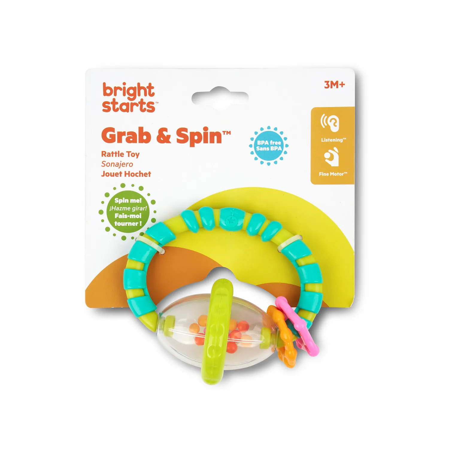Bright Starts Grab & Spin Rassel mit Beißring ab 3 Monaten