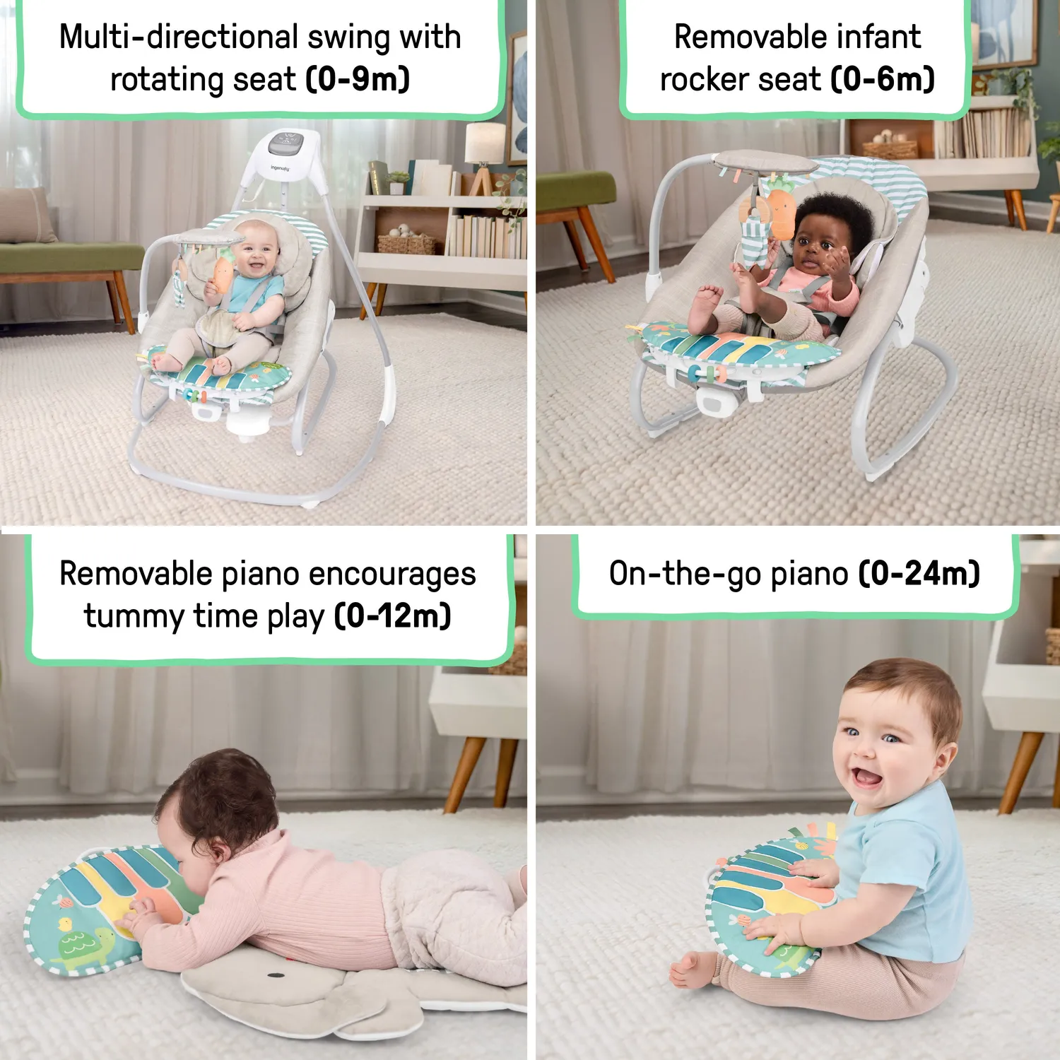Ingenuity SimpleComfort Babyschaukel Piano 4-in-1