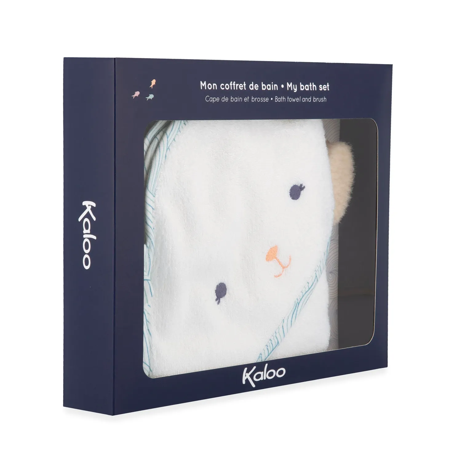 Kaloo Petit Calme Baby-Badeset Bambus Kapuzenhandtuch 75 cm + Bürste