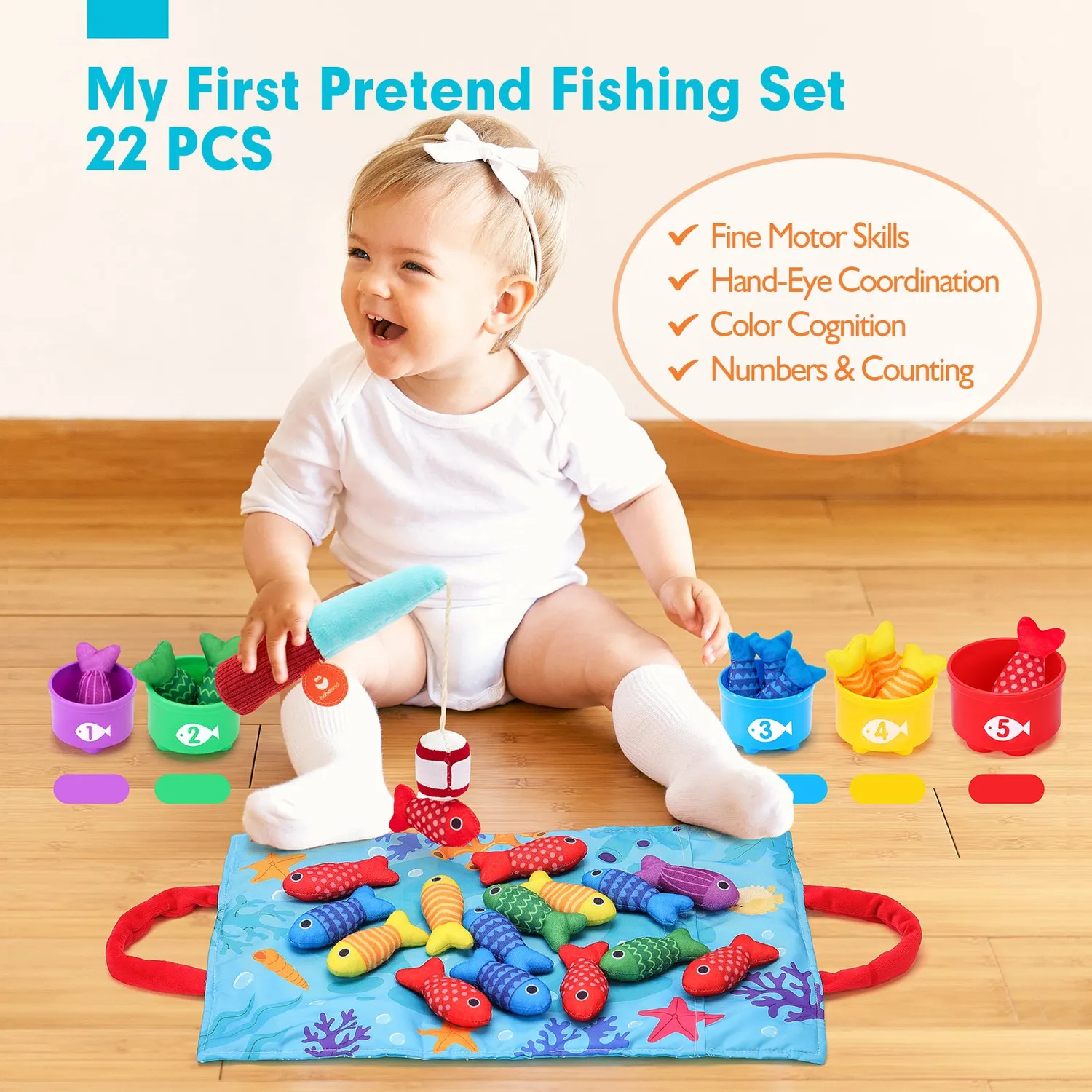 hahaland Montessori Fishing Angelspiel 22-tlg Klett