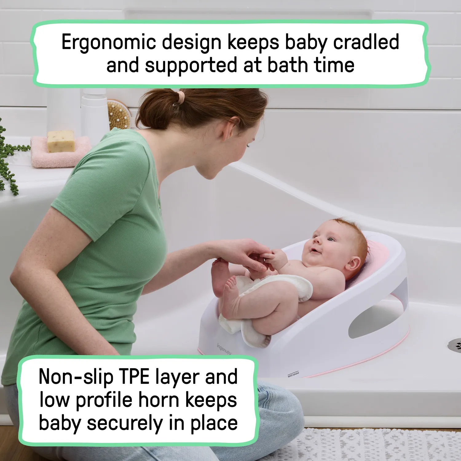 Ingenuity Easy Rinse Baby Badehilfe Pink rutschfest