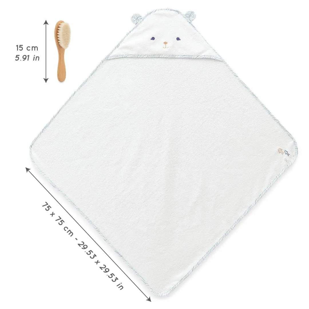 Kaloo Petit Calme Baby-Badeset Bambus Kapuzenhandtuch 75 cm + Bürste