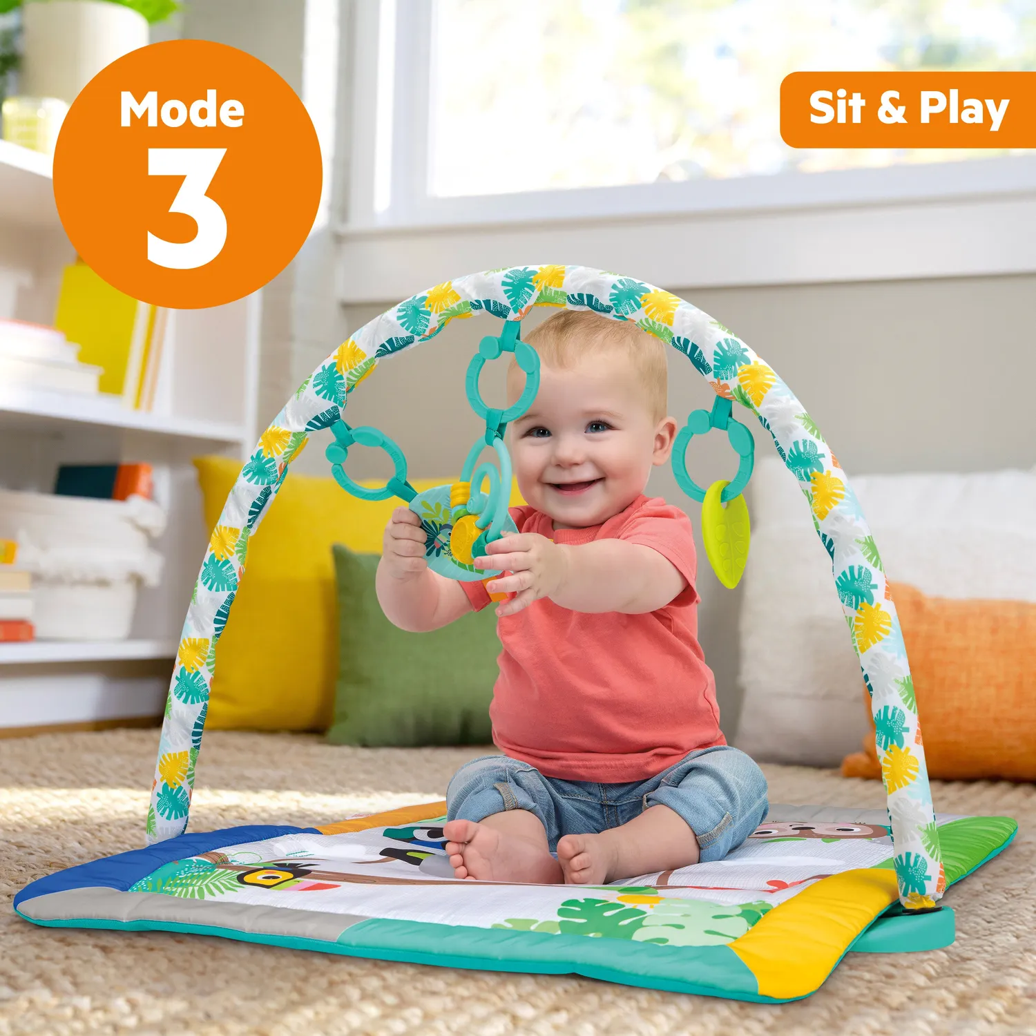 Bright Starts Tropical Treetop Gym Spieldecke mit Spielbogen