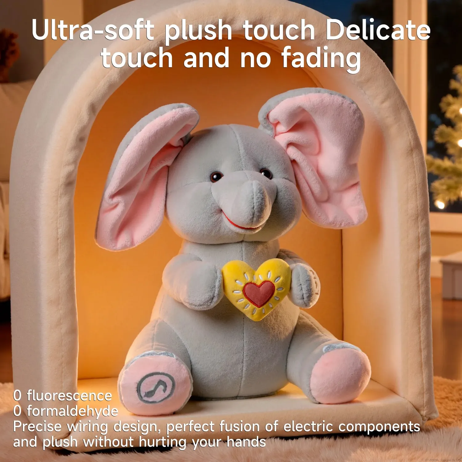 TUMAMA Plüsch-Elefant Interaktiv Peek-a-Boo Musik