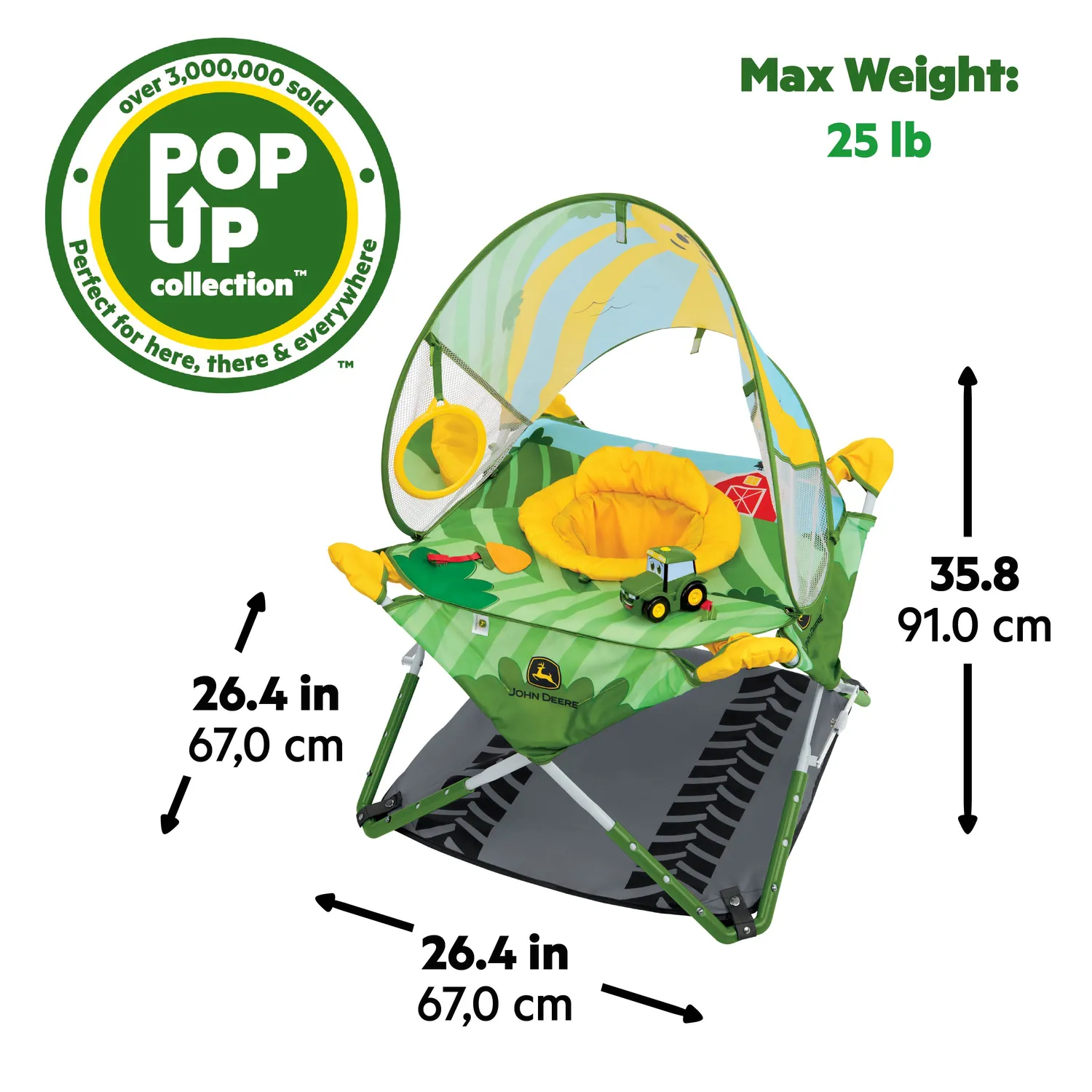 Bright Starts John Deere Pop N Jump Hüpfer 6M+ Sonnendach