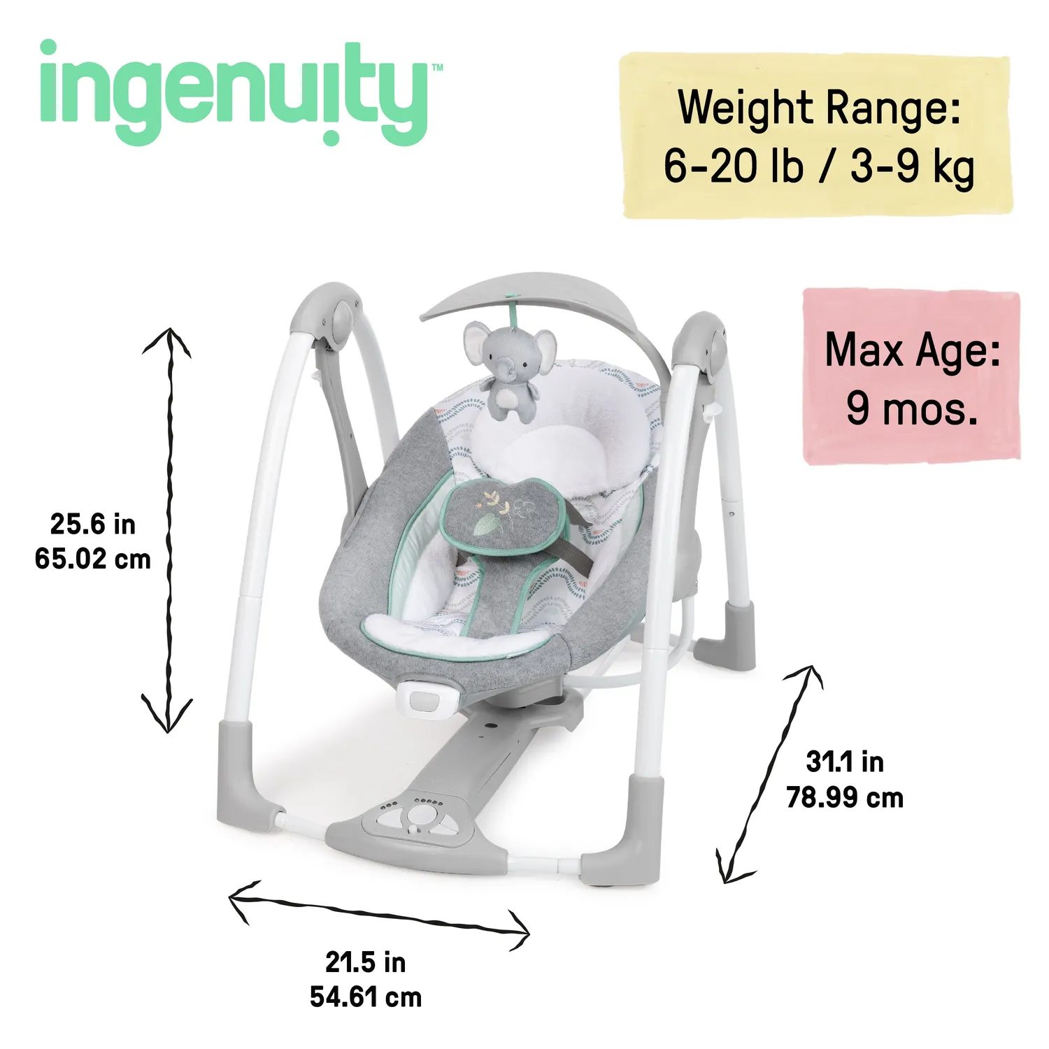 Ingenuity ConvertMe Swing-2-Seat Babyschaukel Swell faltbar