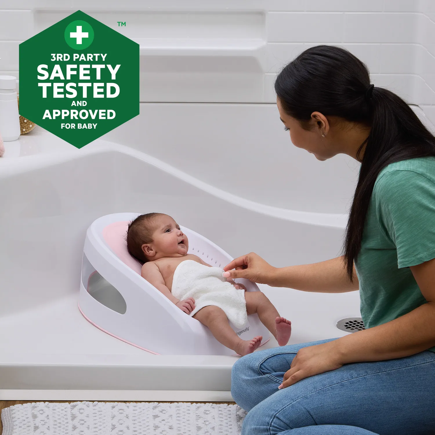 Ingenuity Easy Rinse Baby Badehilfe Pink rutschfest