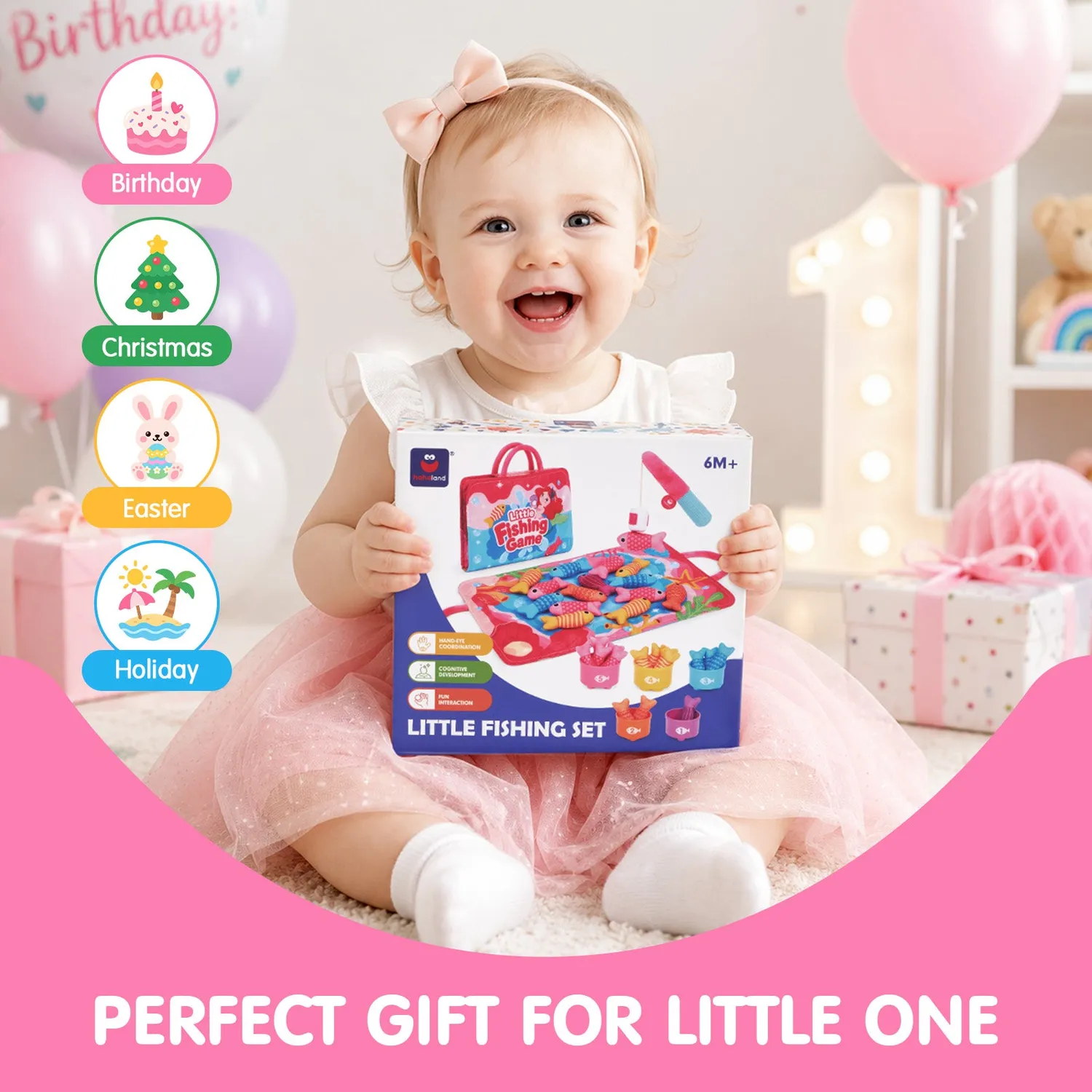hahaland Little Fishing Angelspiel Bad pink 22-teilig
