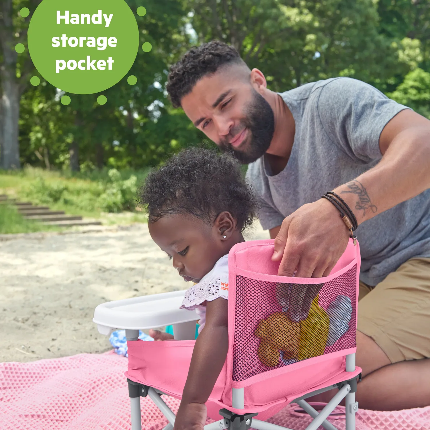 Bright Starts Pop N Sit Boostersitz Rosa 3-in-1 faltbar