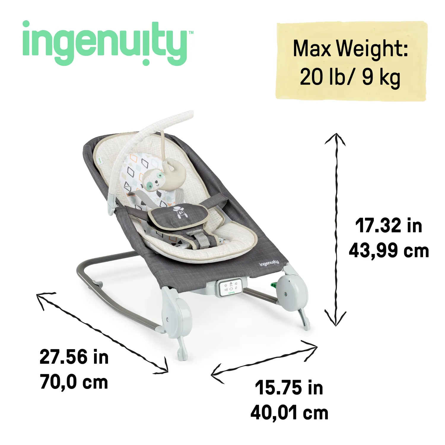 Ingenuity Happy Belly Parker Babyliege mit Massage 0-6 Monate