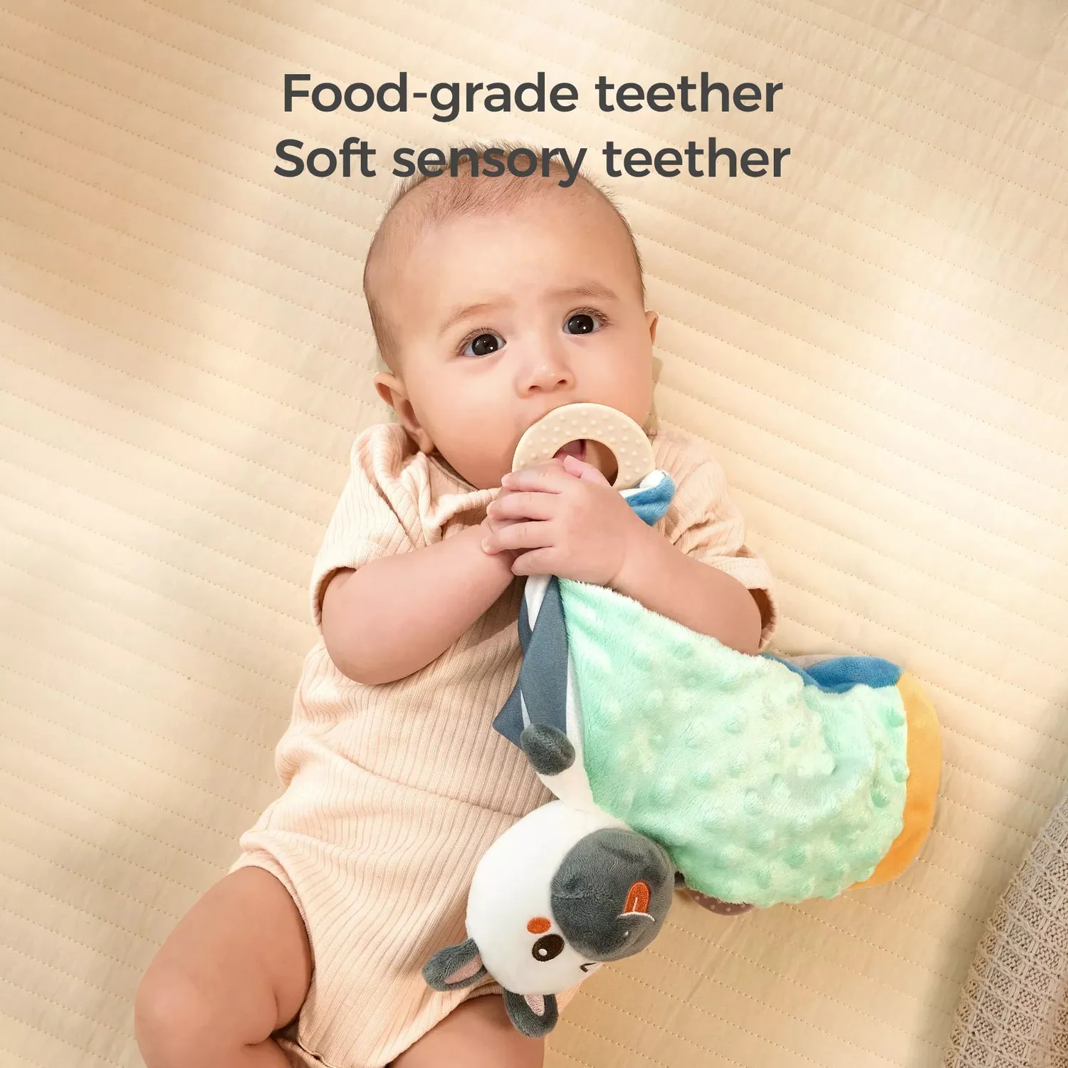 TUMAMA Zebra Schnuffeltuch schwarz-weiß mit Beißring