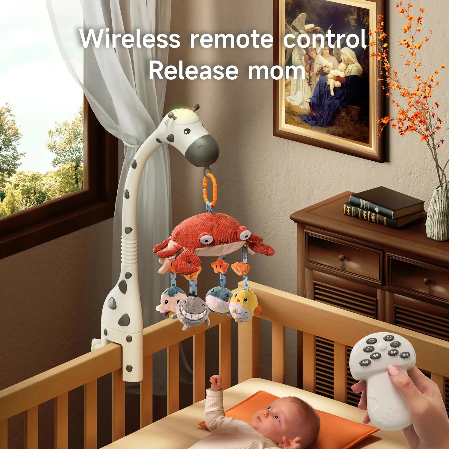 TUMAMA Giraffe Baby Mobile mit Licht und Musik