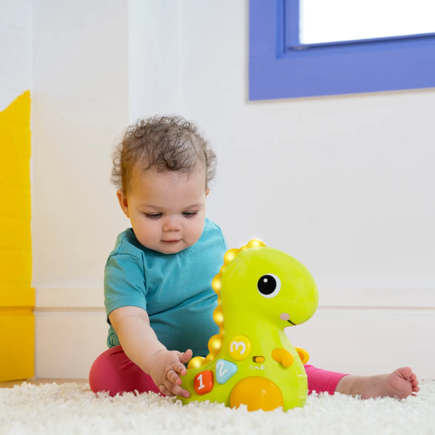 Bright Starts Go Go Dino Krabbelspielzeug Licht Musik