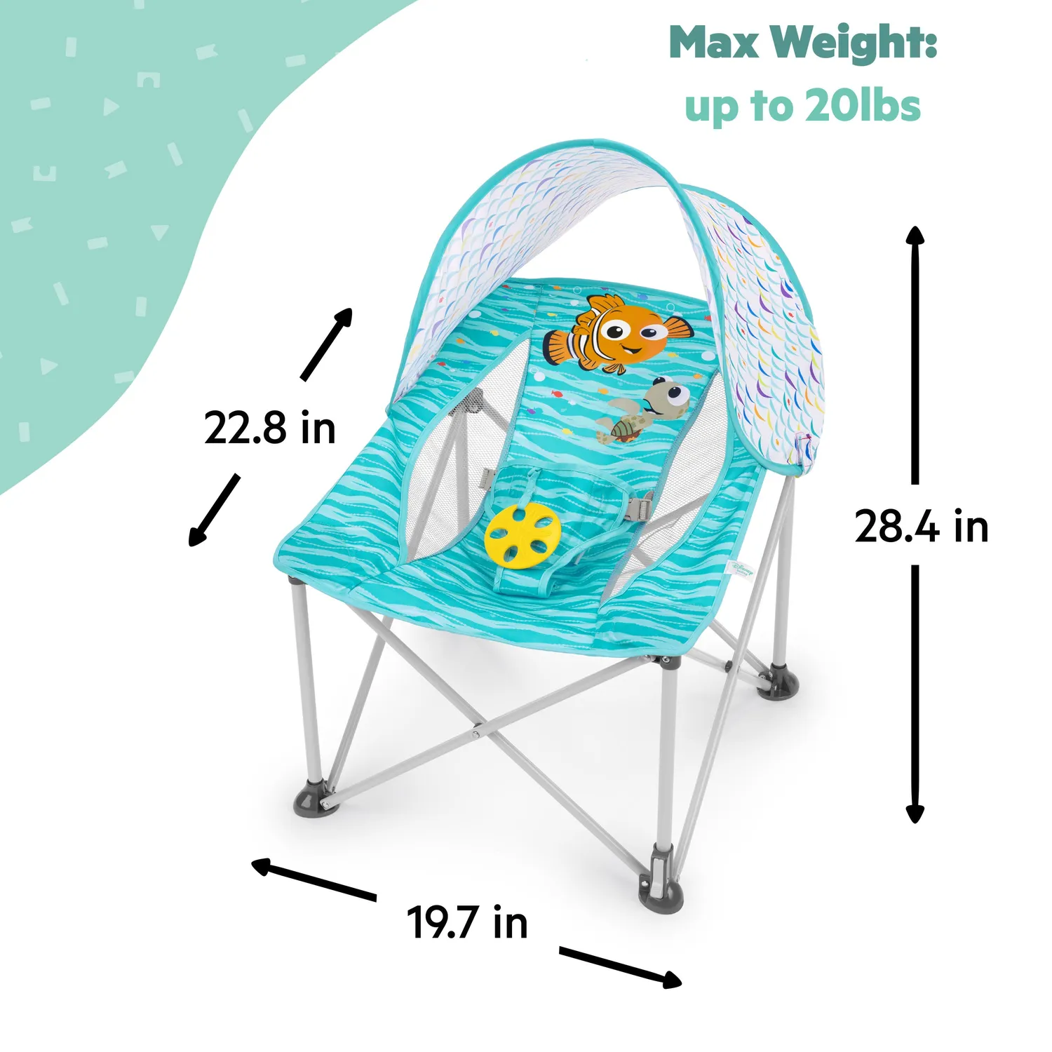 Bright Starts Disney Baby Pop 'N Chill Babyliege Blau mit Sonnendach