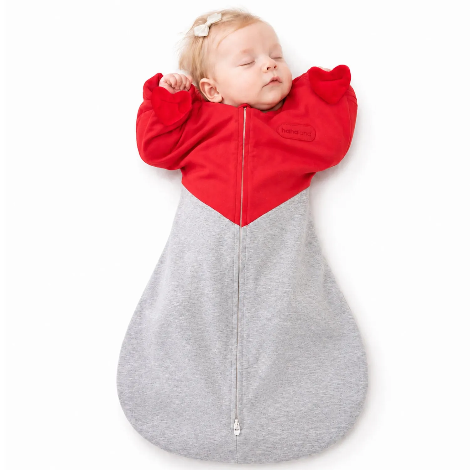 hahaland Heart-Shaped Arms-Up Pucksack Rot Newborn Baumwolle
