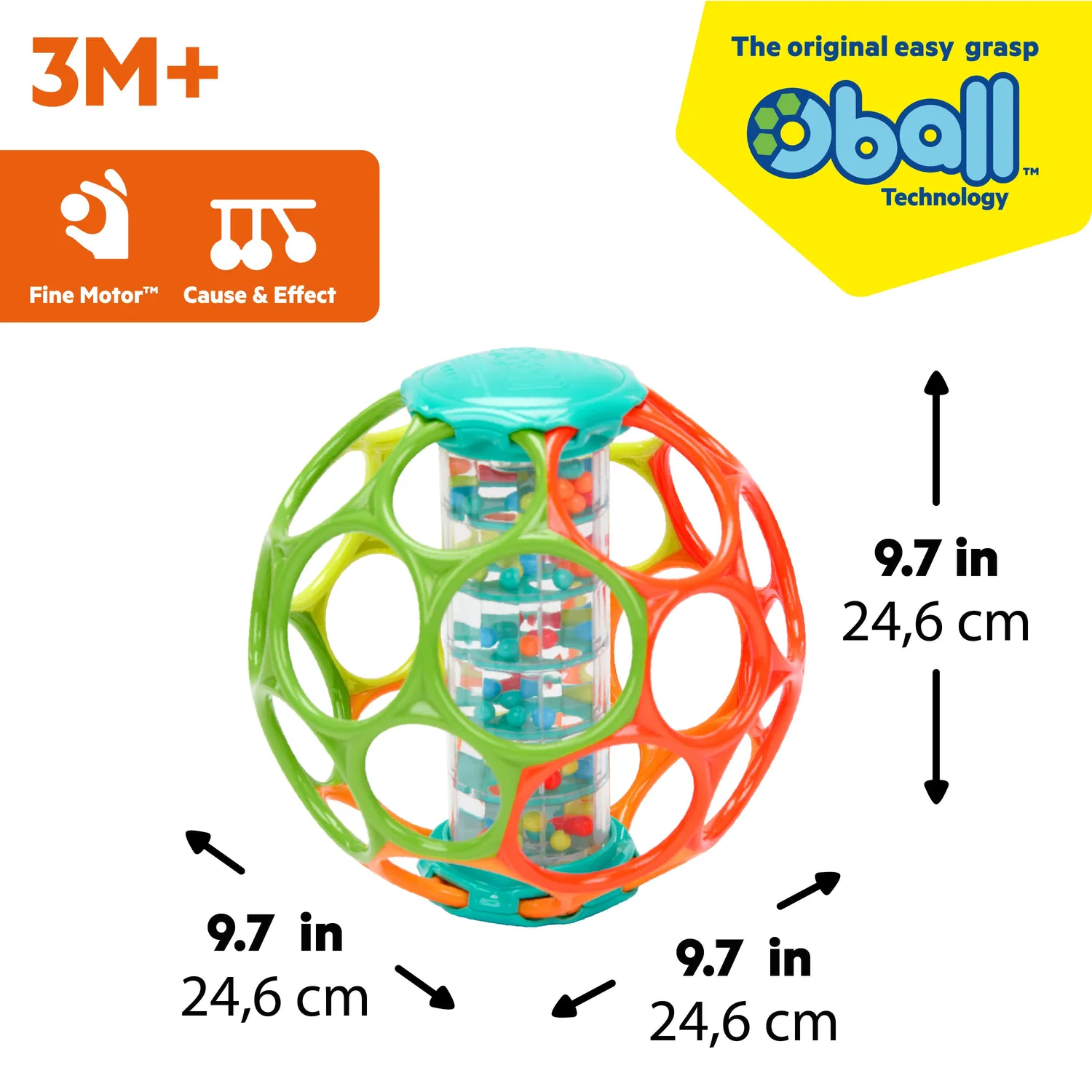 Bright Starts Oball Rollin Rainstick Rassel 15 cm