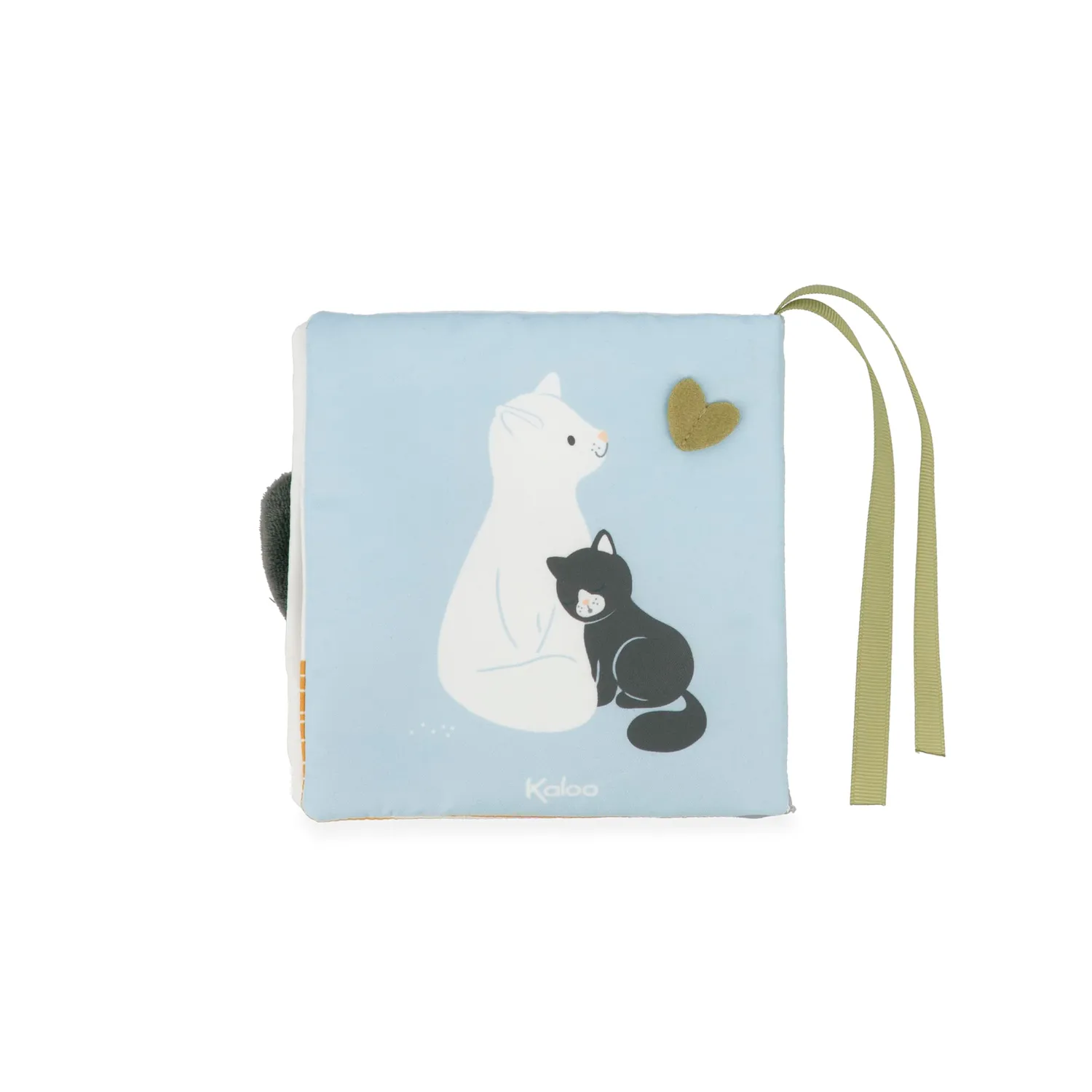 Kaloo Chamallow Stoffbuch Katze bunt mit Minikuscheltier