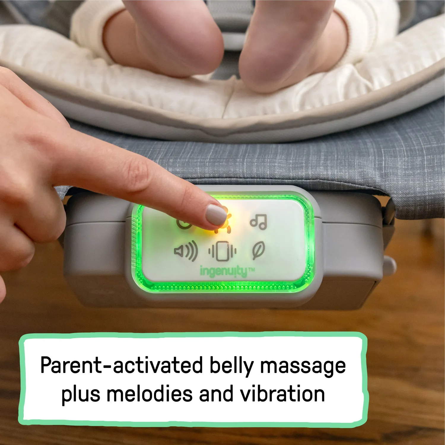 Ingenuity Happy Belly Parker Babyliege mit Massage 0-6 Monate