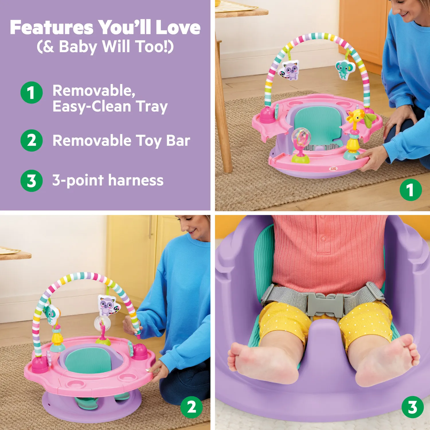 Bright Starts SuperSeat 3-in-1 Babysitz Pink Paradise 6M+