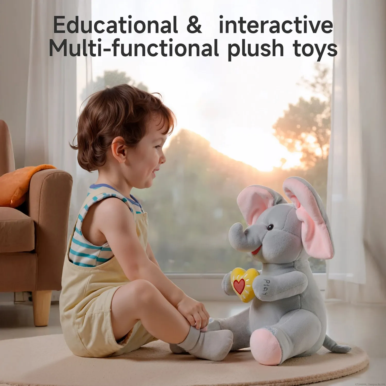TUMAMA Plüsch-Elefant Interaktiv Peek-a-Boo Musik