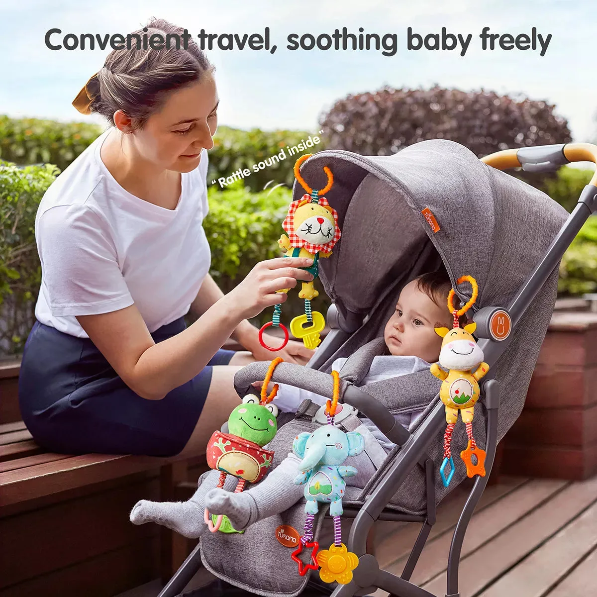TUMAMA Hängespielzeug Set 4 Rasseln Tiere Plüsch