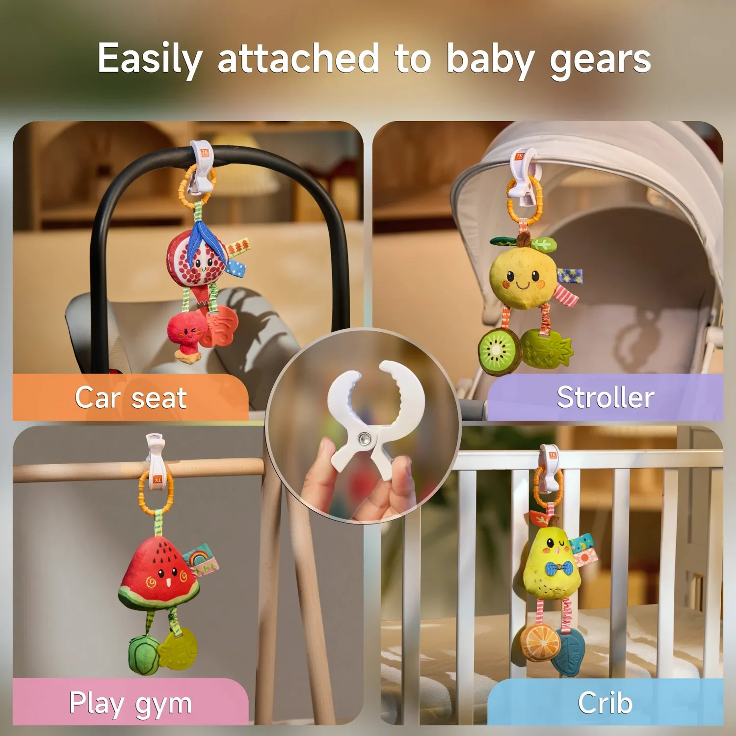 TUMAMA Frucht Rassel Anhänger 4er-Set Plüsch Baby