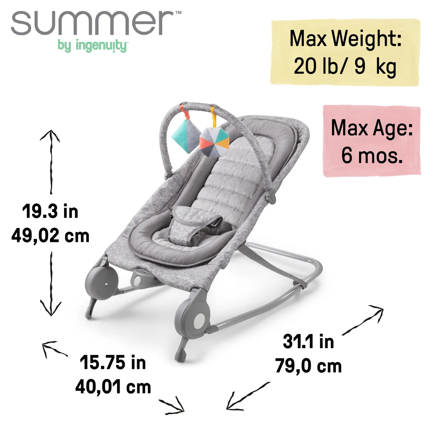 Summer 2-in-1 Bouncer Rocker Duo Babywippe Hellgrau Tweed