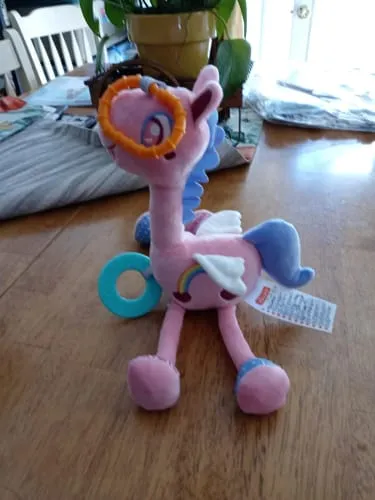 TUMAMA Pferd Anhänger Rassel mit Beissring rosa Plüsch