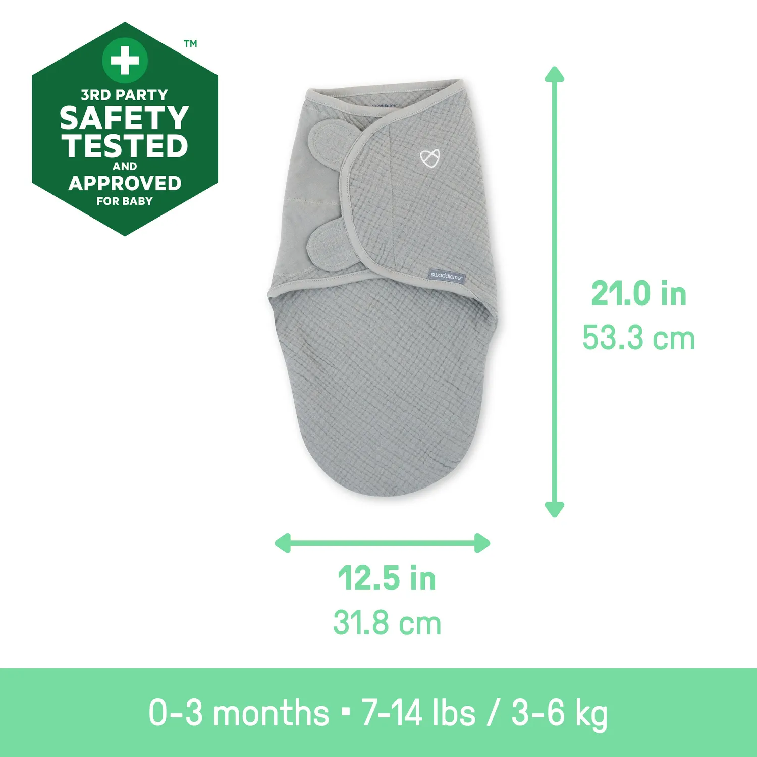 SwaddleMe Muslin Original Pucksack Granite 0-3 Monate