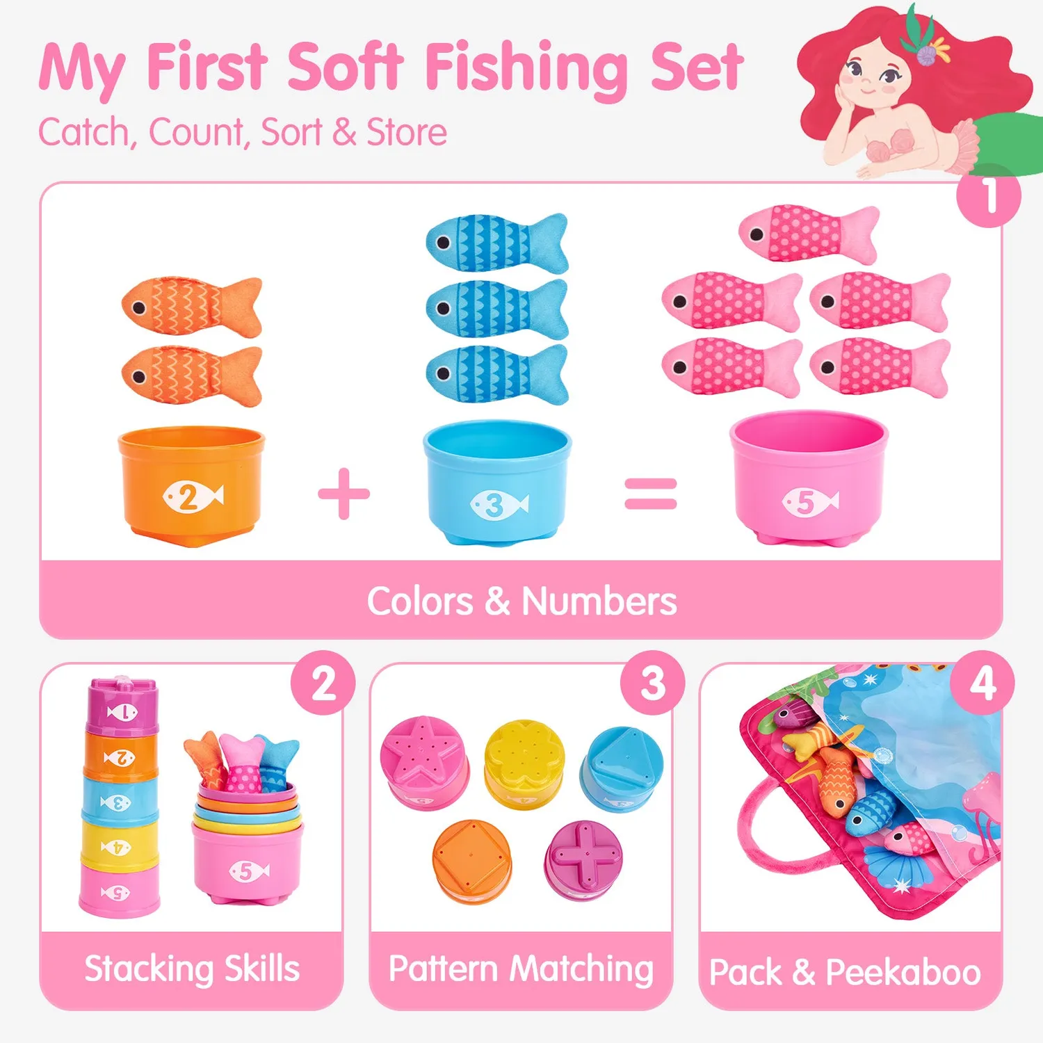 hahaland Little Fishing Angelspiel Bad pink 22-teilig