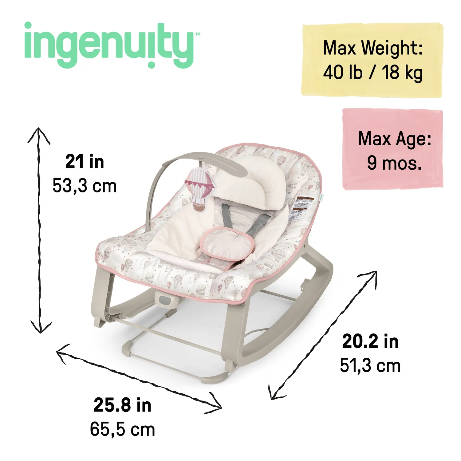 Ingenuity Keep Cozy 3-in-1 Babywippe Skye mit Vibration