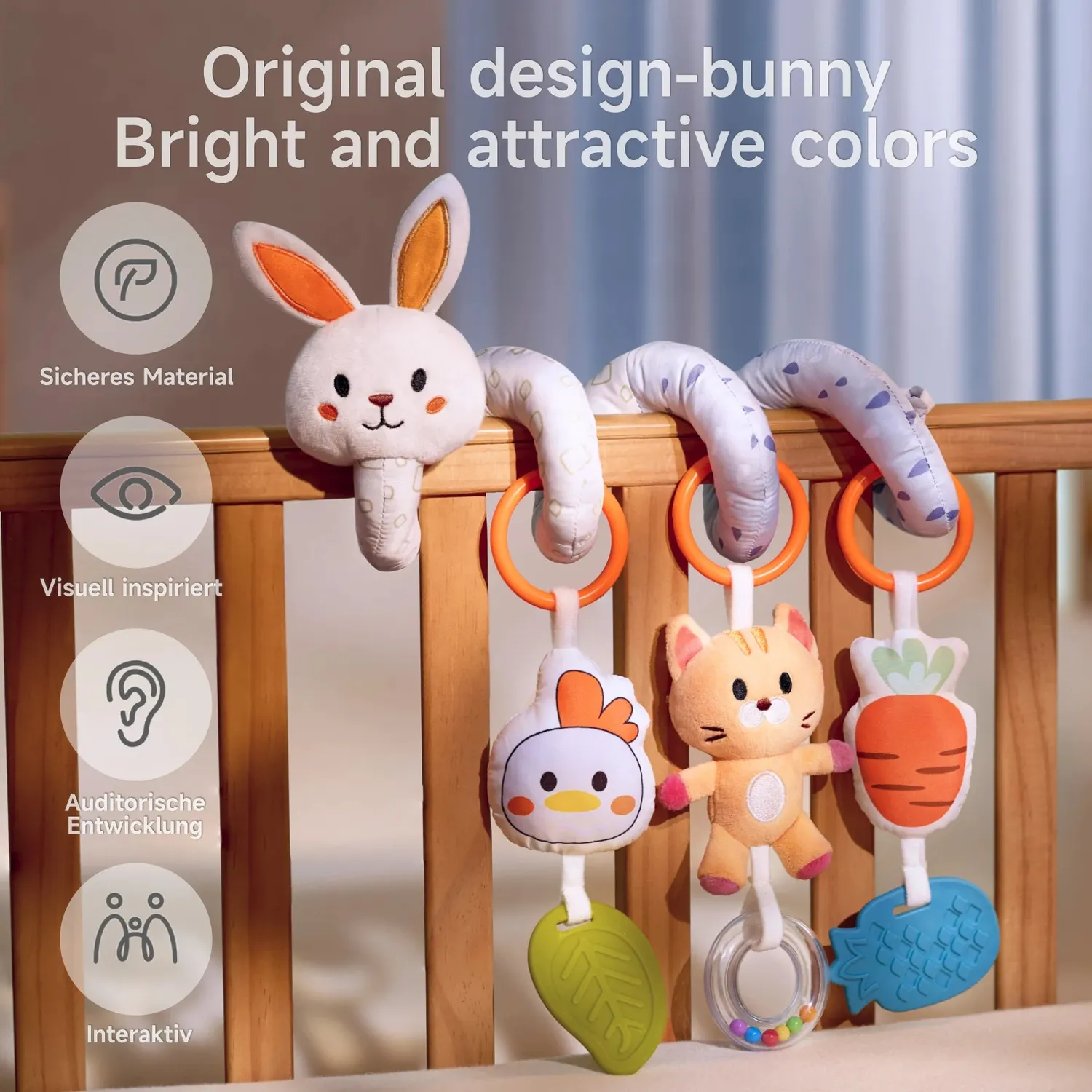 TUMAMA Hase Spirale Activity-Spielzeug Kinderwagen