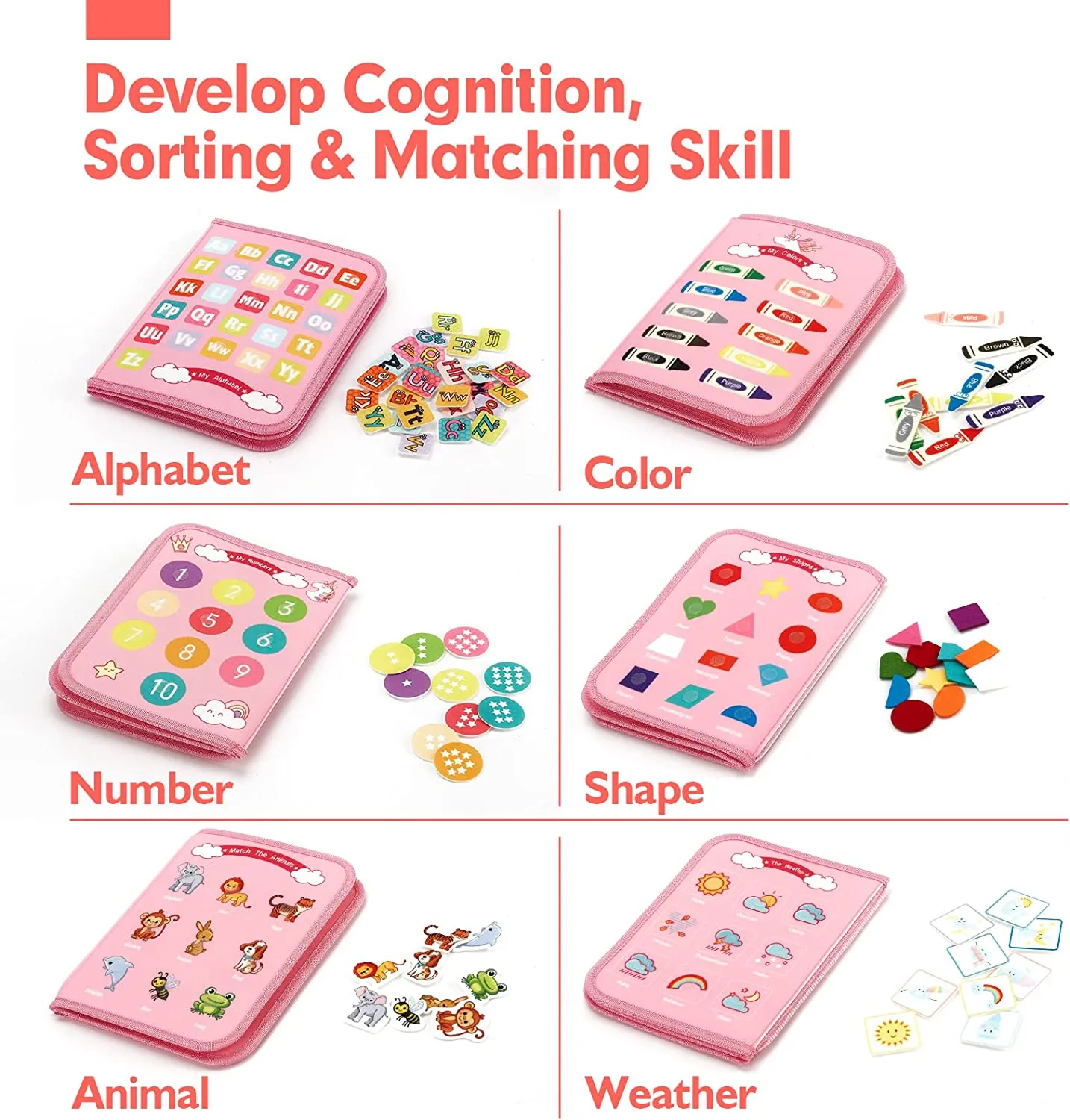 hahaland Busy Board Quiet Book rosa 7-in-1